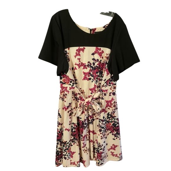Lane Bryant Size 26/28  Fit & Flare Dress Wine, Ivory and Black Floral Print - Picture 2 of 6